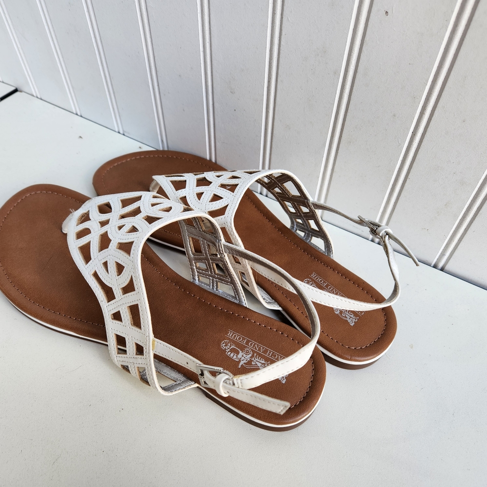 White and Brown Women Sandals - Picture 6 of 8